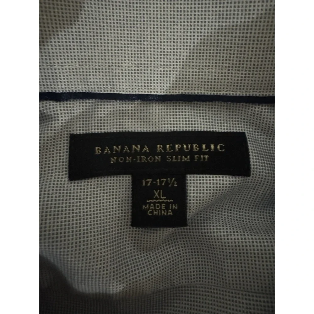 Banana Republic Mens XL(17-17.5) Blue Button Up Dress Shirt Non Iron Slim Fit